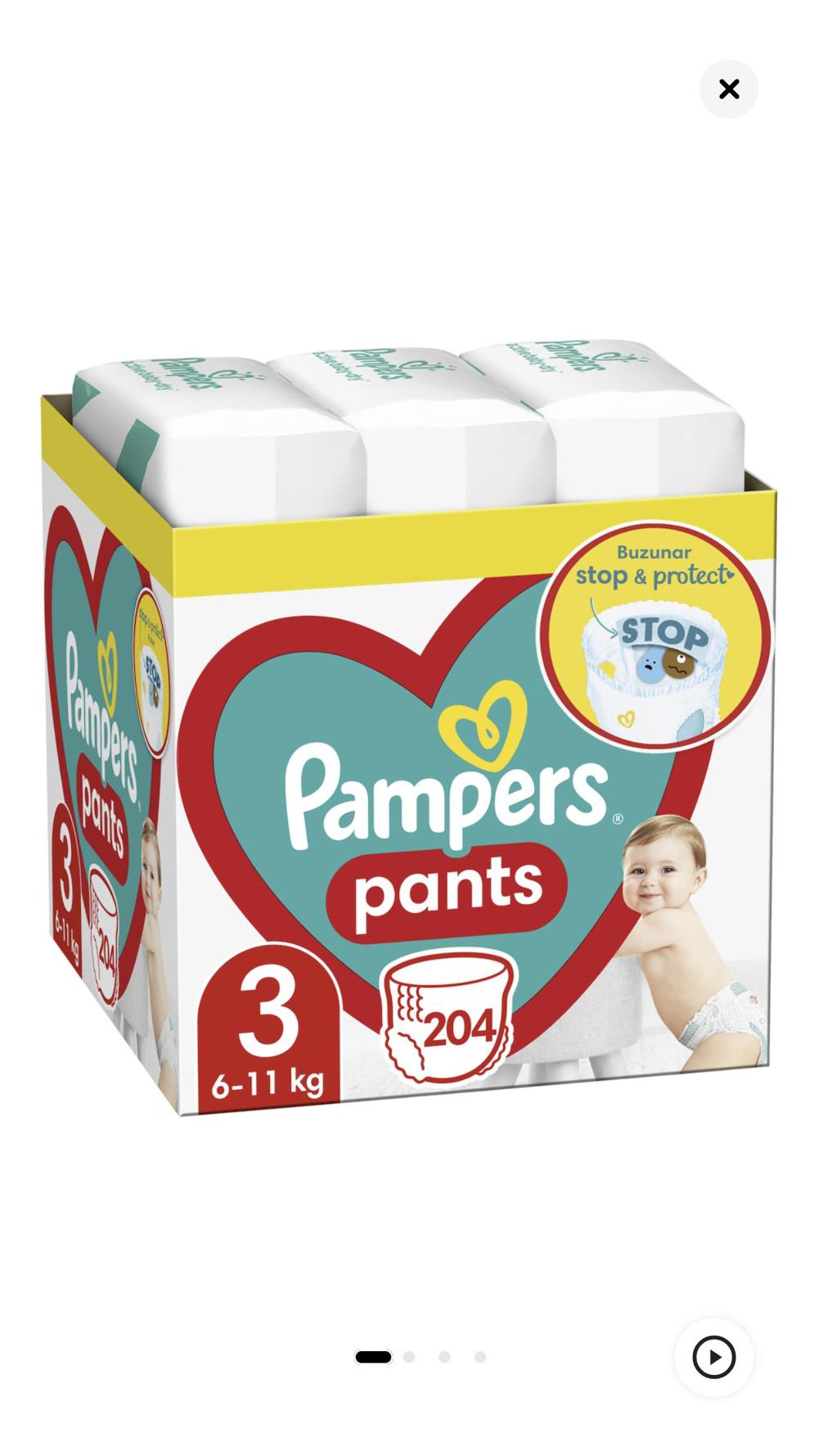 Scutece-chilotel Pampers Pants XXL Box Marimea 3, 6 - 11 kg, 204 buc
