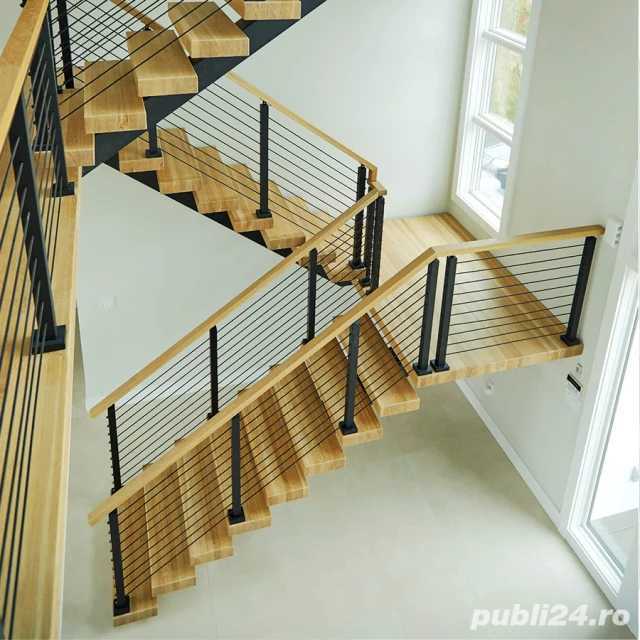 Scari metalice din structura metalica cu lemn masiv