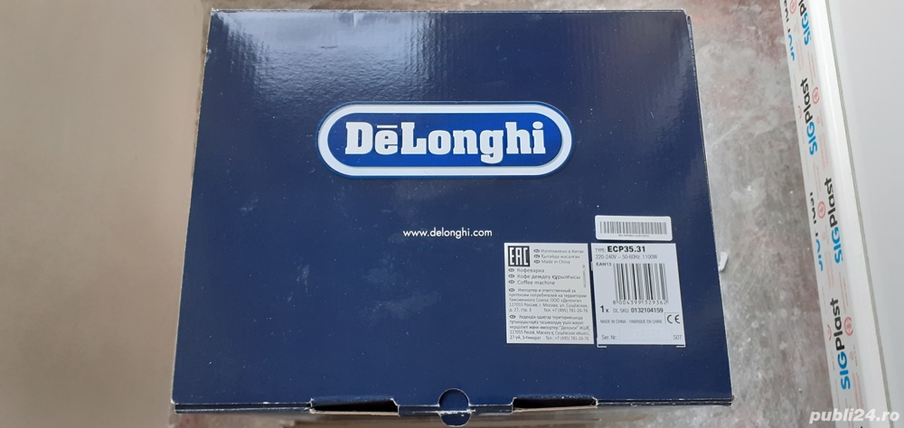 Espressor manual De'Longhi ECP 35.31, 1100 W, 15 bar, 1.1 l, Negru