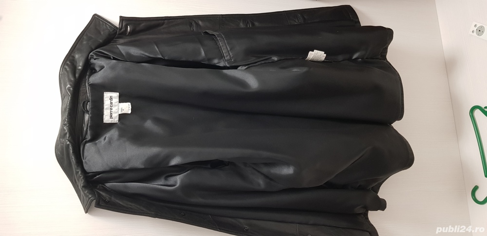 Haină din piele neagră Pierre Cardin