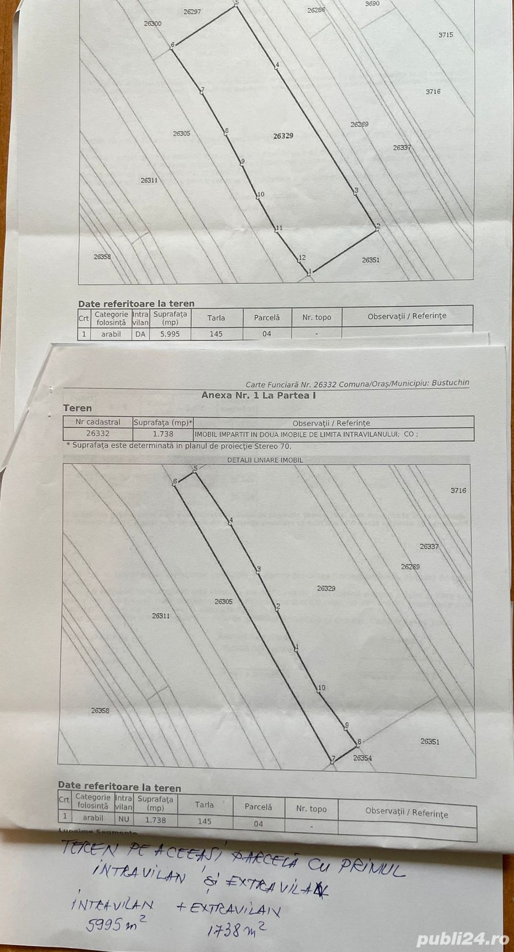 2 Terenuri Intravilane langa blocuri bustuchin