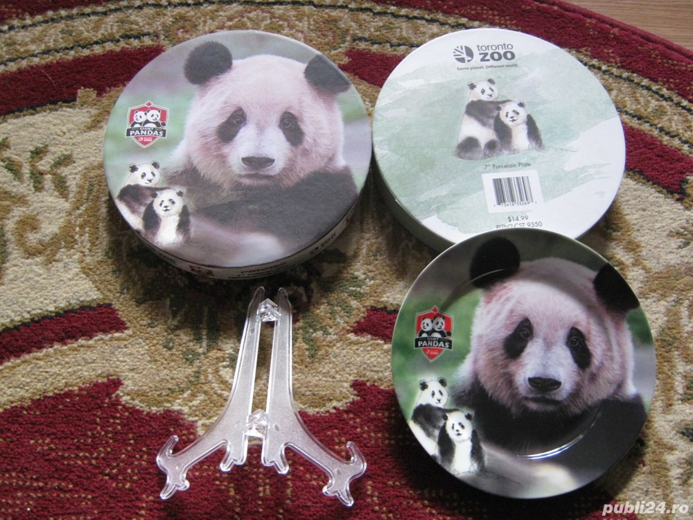 Canada,toronto zoo,farfurie portelan urs panda,suport fixare,amalaj dedicat,produs nou ,original,lux