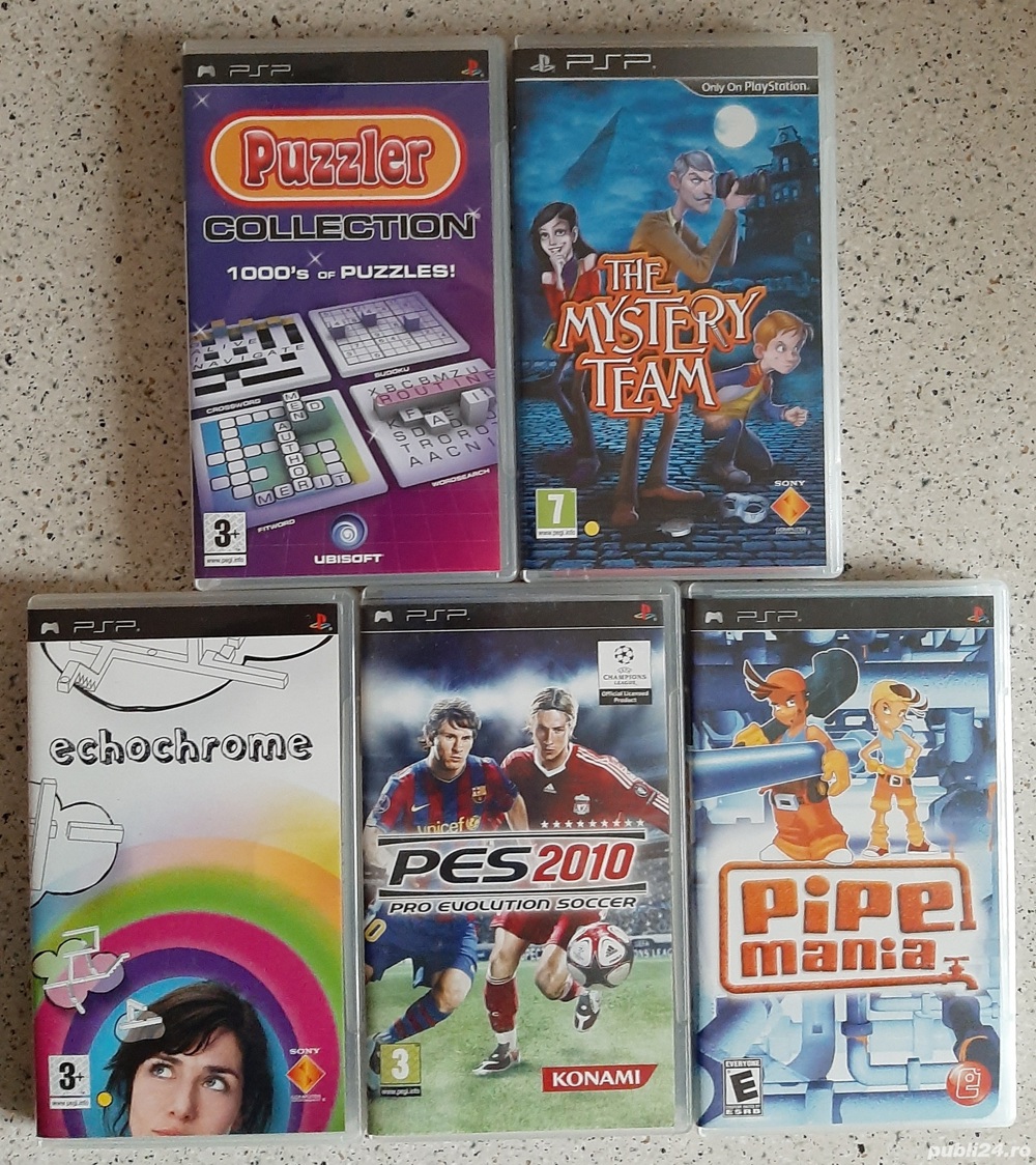 Jocuri PSP 5 buc.si husa PSP noua, și Micro SD upgrade DSI nou