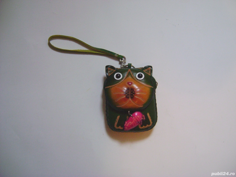 Portofel piele, model pisică