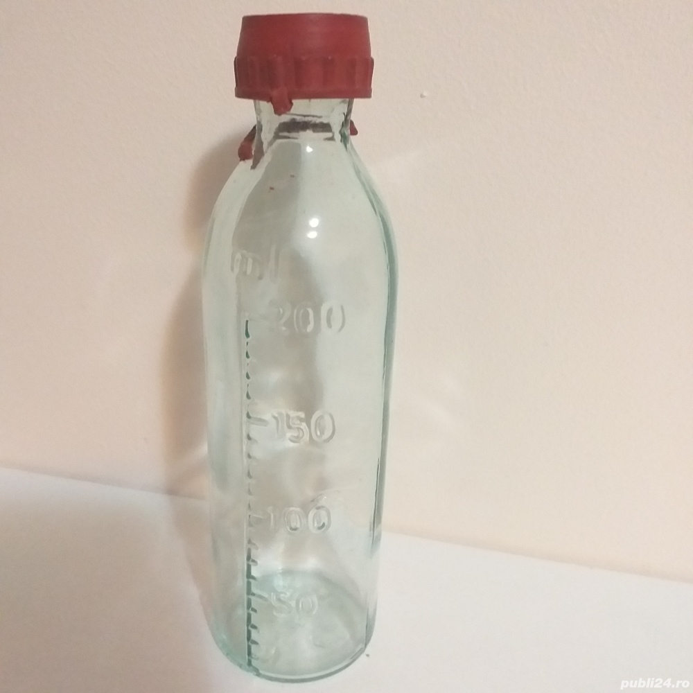 veche sticla gradata comunism, butelca, plosca, sticle de ape, izvoare minerale terapeutice