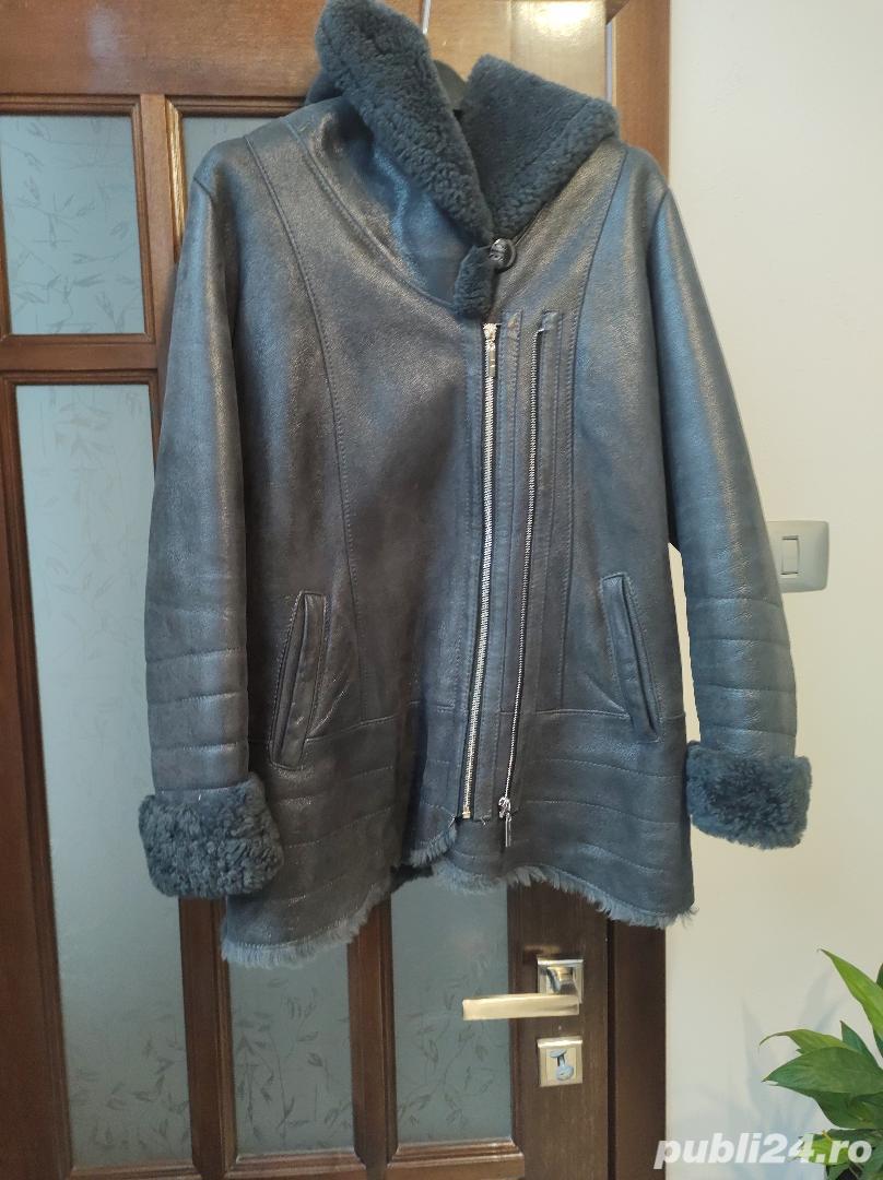 De vânzare haină de piele îmblănită culoare gri