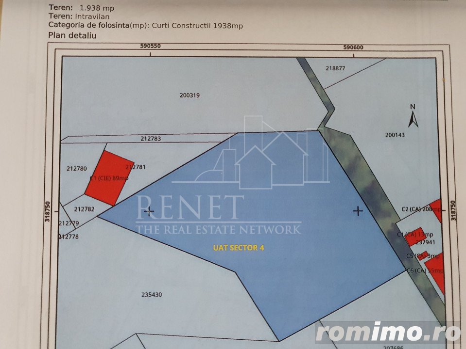 Vand teren pentru casa 1938,0 mp front stradal 55 • Sector 4, Bucuresti