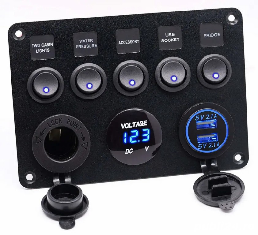 PANOU kit buton comutator 5 butoane on off AUTO voltmetru incarcator PRIZA AUTO 12V 24V