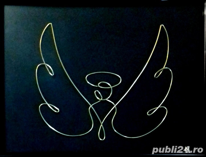 Tablou Inger, sculptura in fir continuu de sarma non-tarnish auriu de 1 mm