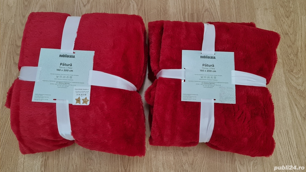Patura Furry Rosu pufoasa noi ambalate 150x 200 cm