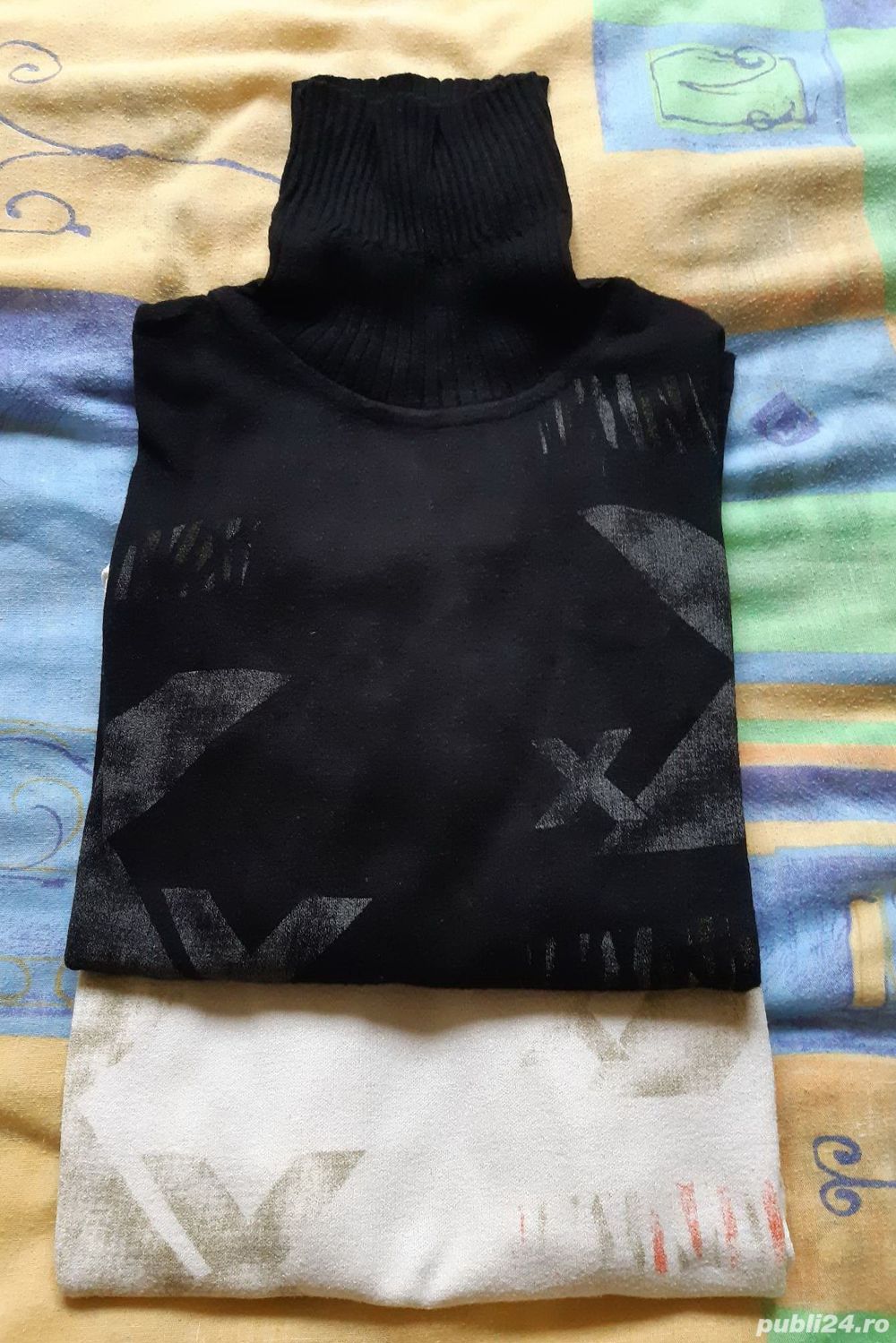 Bluza dama neagra si crem (L)