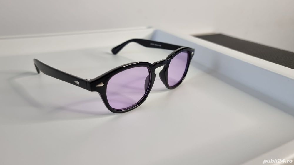 Ochelari de soare Moscot Lemtosh - Ochelari Johnny Depp Style - Rama neagra Lentile violet