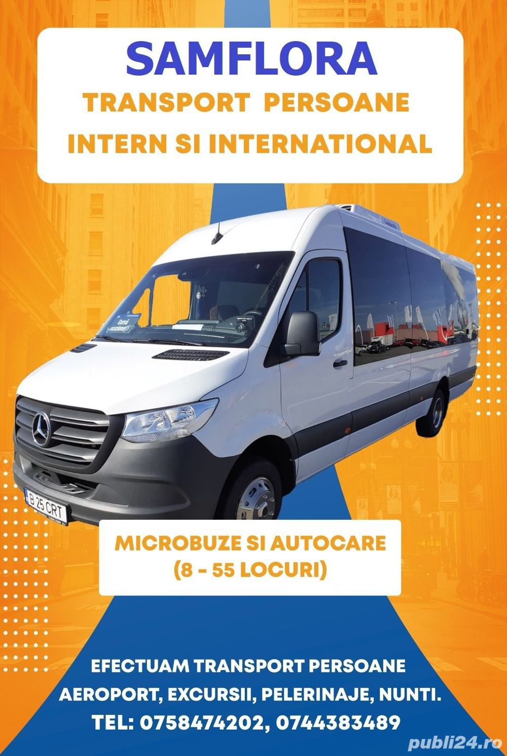 Transport persoane cu microbuze si autocare/ Inchiriere microbuze si autocare, intern/international