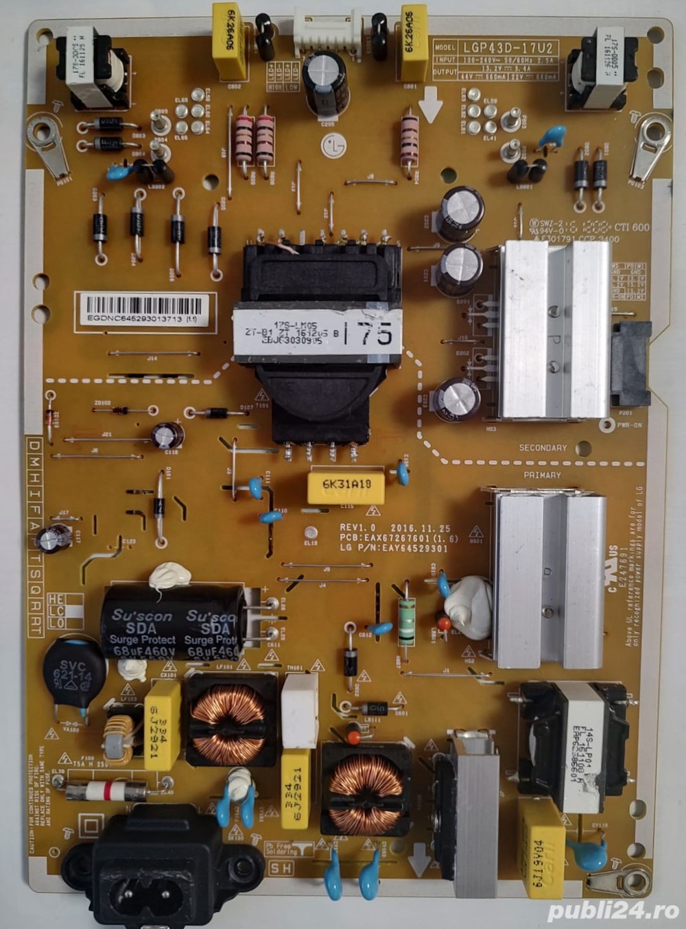 LG EAX67267601(1.6) EAY64529301 modul de alimentare power supply 43UV340, 43UV560, 43UJ670, 43UJ701