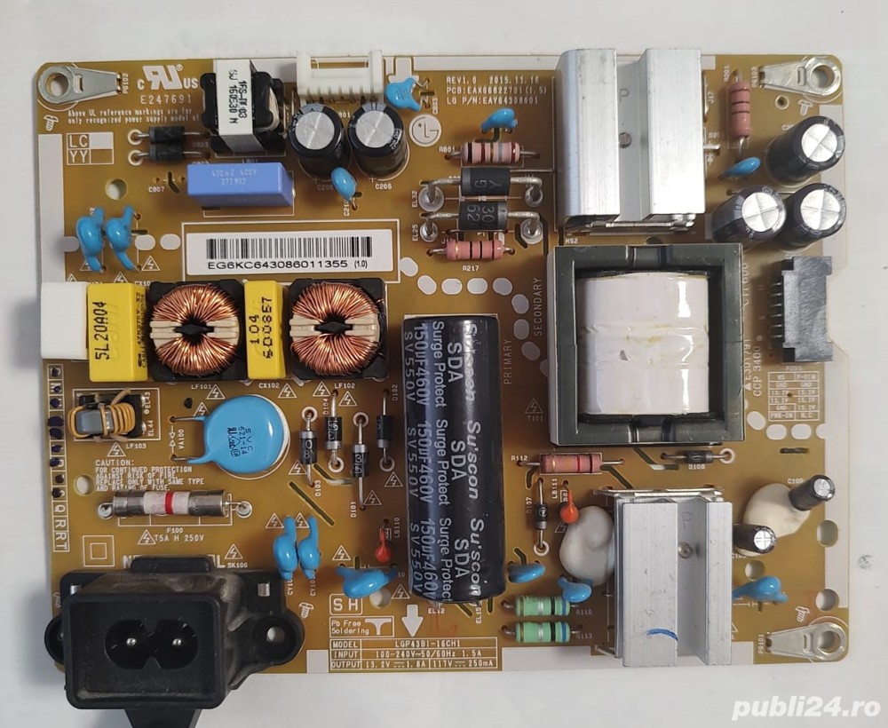 EAX66822701 (1.5) EAY64308601 Sursa alimentare / Power supply LG 43LH541V 43LW310C