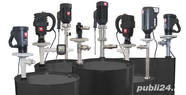 Pompe transvazare substante chimice din butoaie de 200 litri sau containere IBC 1000 litri 