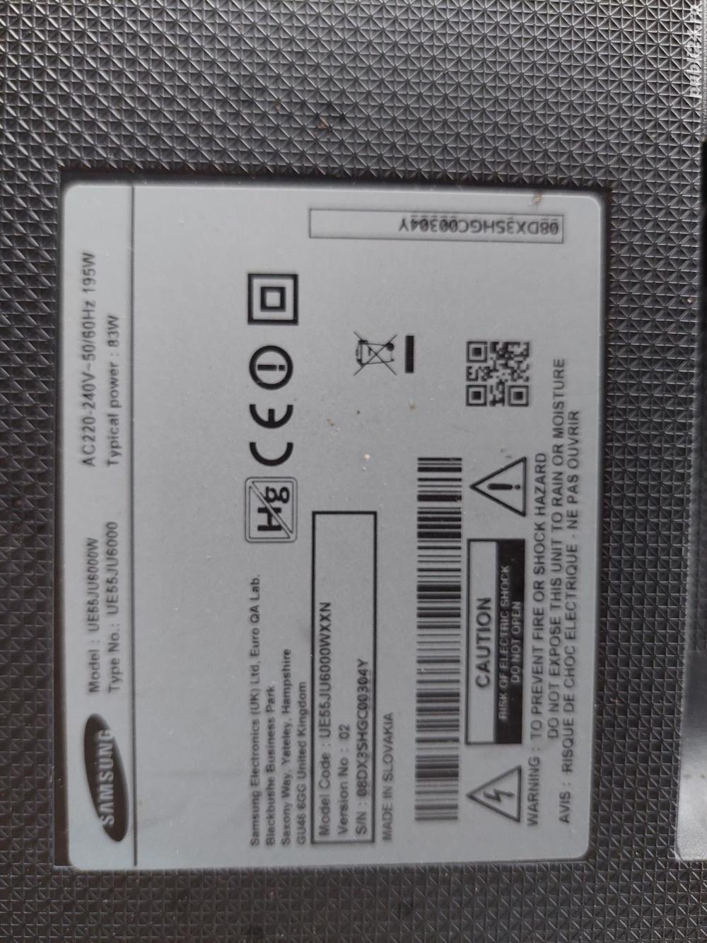 Televizor LED Smart Samsung, 138 cm, 55JU6000W, 4K Ultra HD, Clasa A+, defect