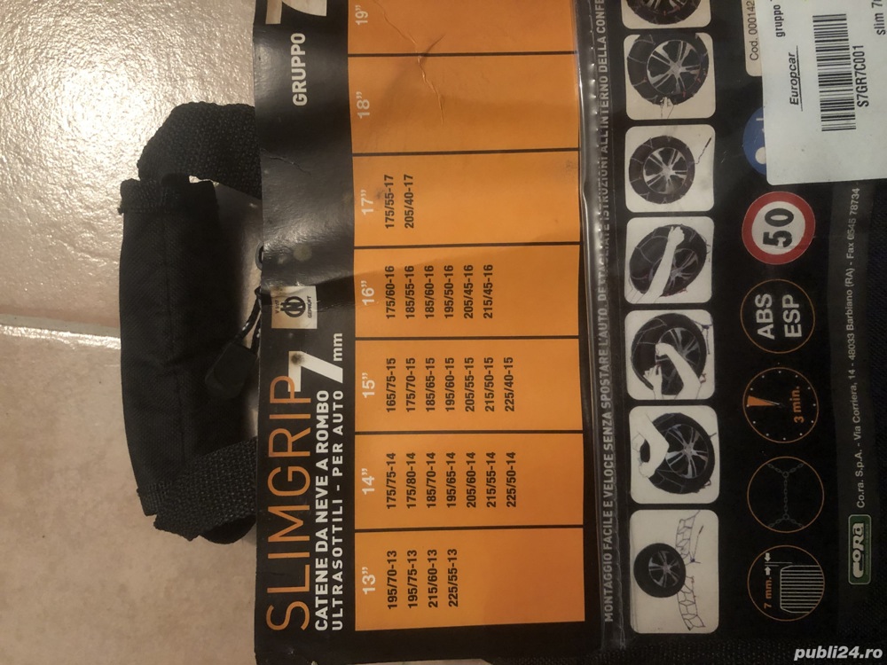  Lanturi antiderapante Cora,noi, gr.7, de 7 mm