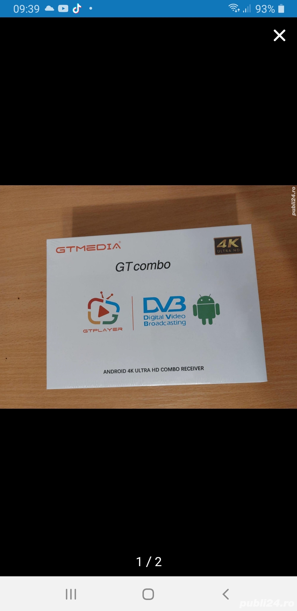 Vând receiver/receptor /decodor satelit +cablu GT Media GT Combo 4k UHD