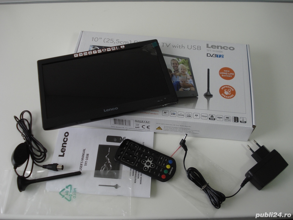 Televizor Lenco TFT-1038BK (10") LED cu programe TV gratuite(fara abonament) nu Sony Samsung LG