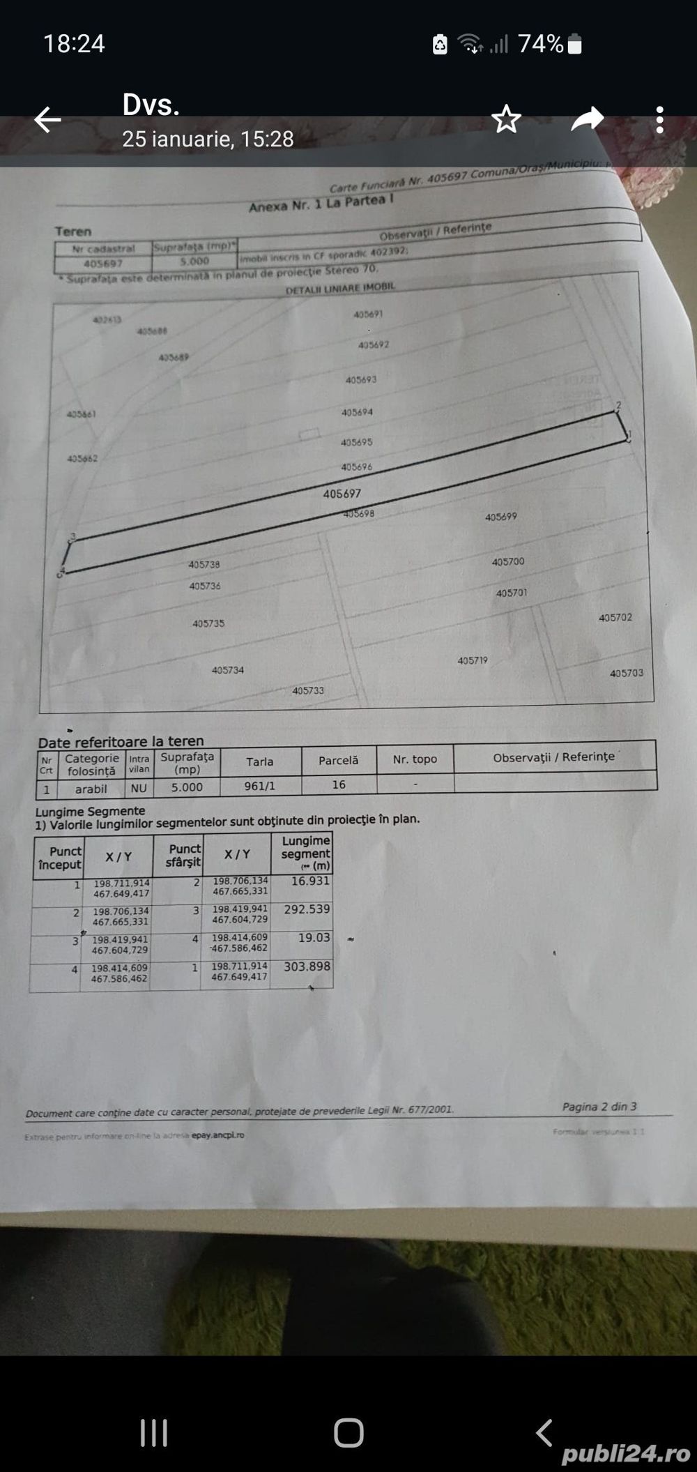 Teren extravilan la intrare parta 5000 mp la sosea 