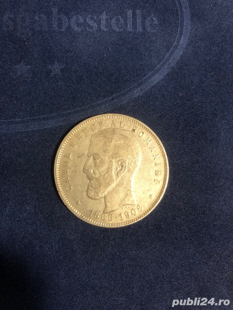 5 lei 1906 moneda comemorativa argint Carol I