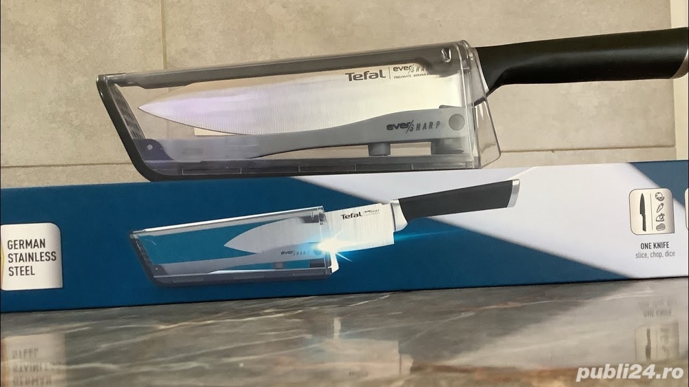 Vand Cutitul bucatarului 16.5cm + TEFAL Ever Sharp K2569004, Dual Pivot, NOU Pret 199 Lei