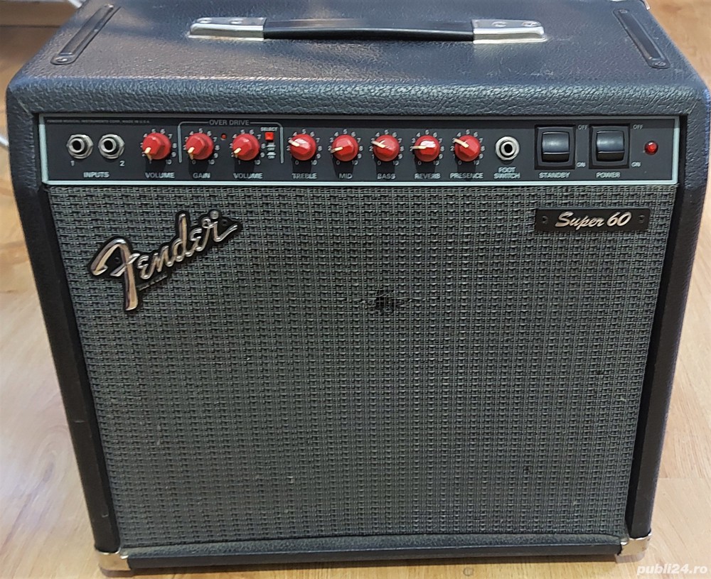 de VANZARE - FENDER SUPER 60 REVERB Red Knobs - combo de chitara full tube ! MADE IN USA !