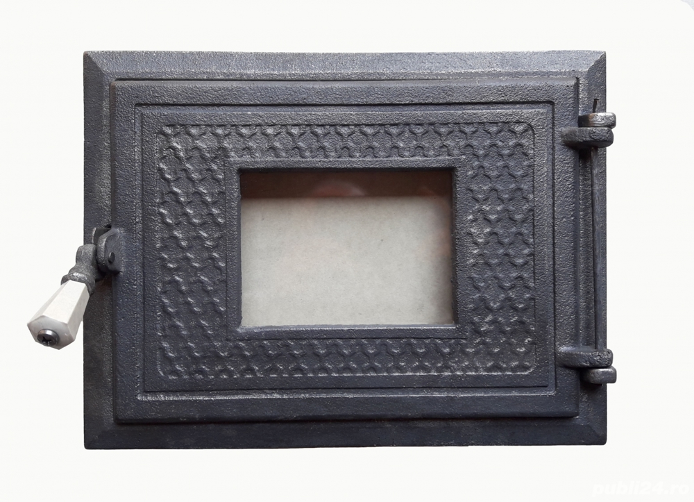 usa fonta cu geam pentru cuptor sau soba centrala, sticla, portita lata, rola 