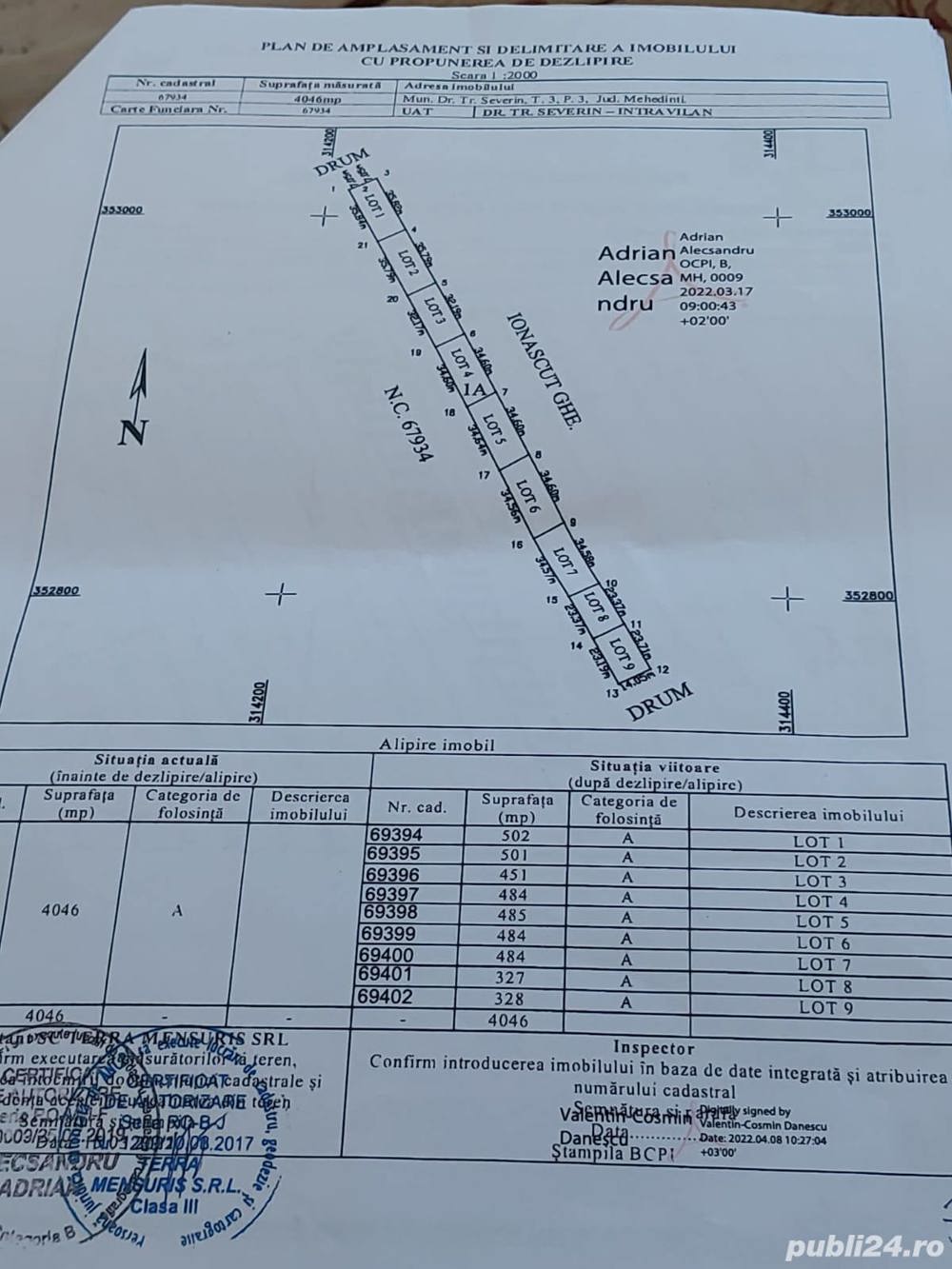 teren intravilan parcelat cu PUZ si toate avizele-Drobeta Tr Severin-9 loturi intre  327 mp-502 mp