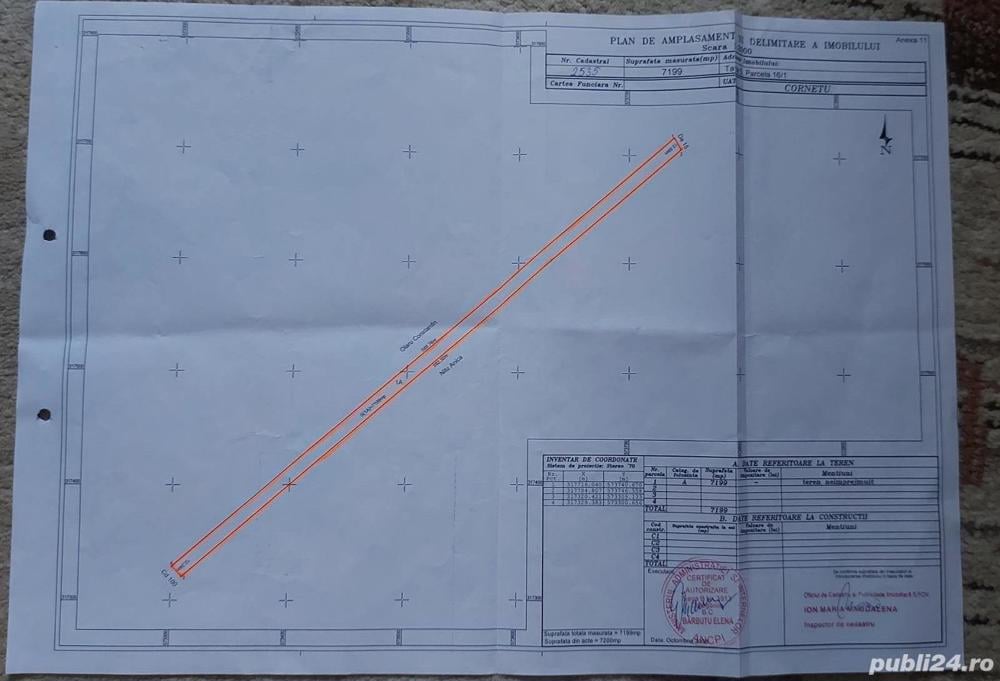 Teren extravilan 7200 m2,localitatea Cornetu,vizavi de aeroport Clinceni. 