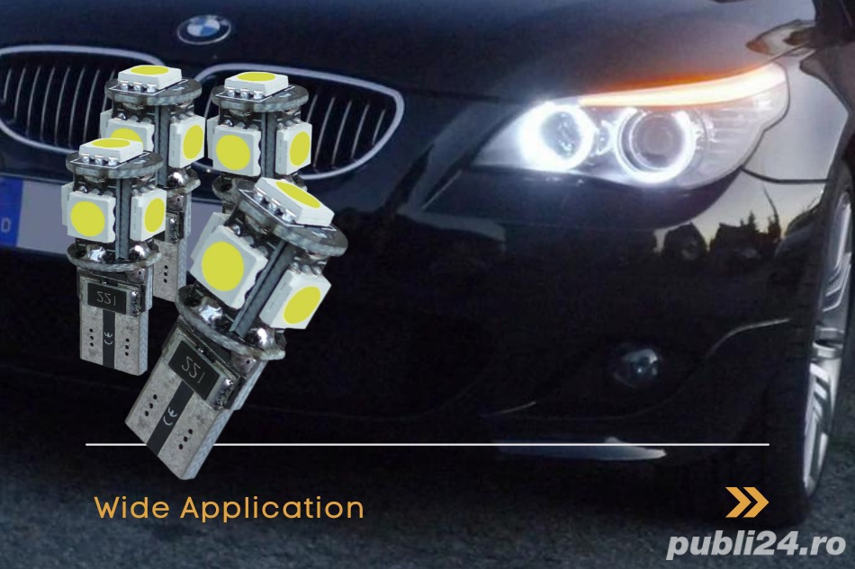 Bec LED SMD super bright Angel Eye + parking + etc. BMW 5 series E60, E61 : T10--510--5W5 CanBus OK