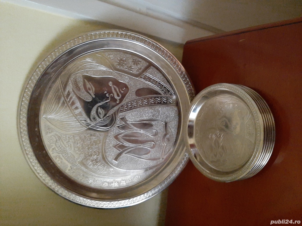 Vand tava gravură cu 6 farfurioare gravură 