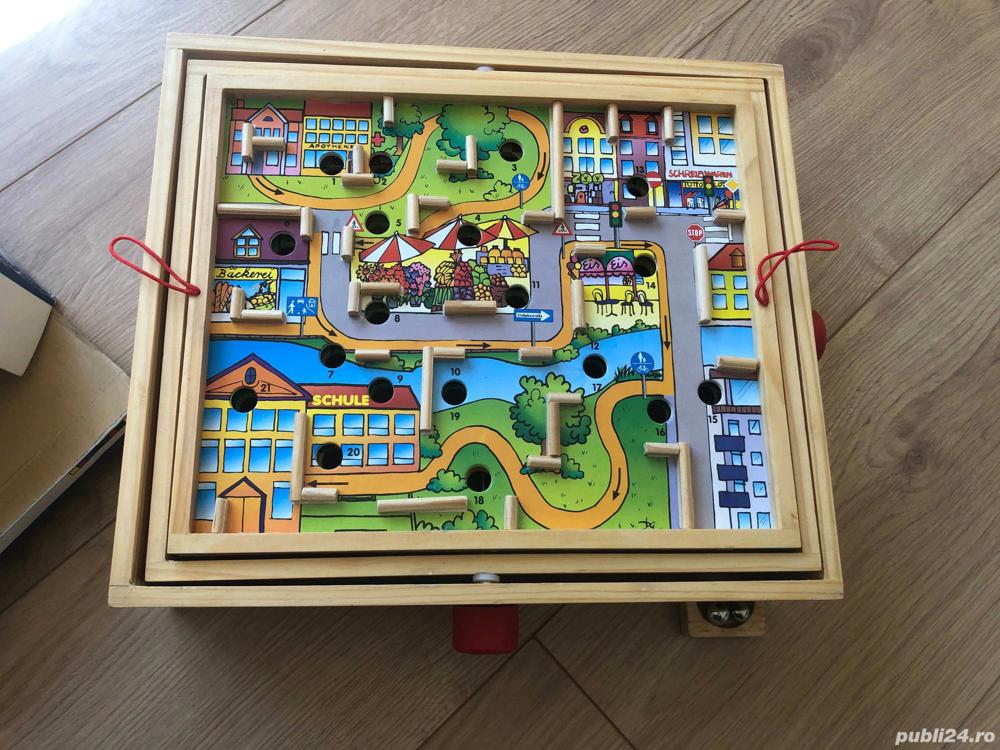 Labirint din lemn cu bila, cu 2 planse