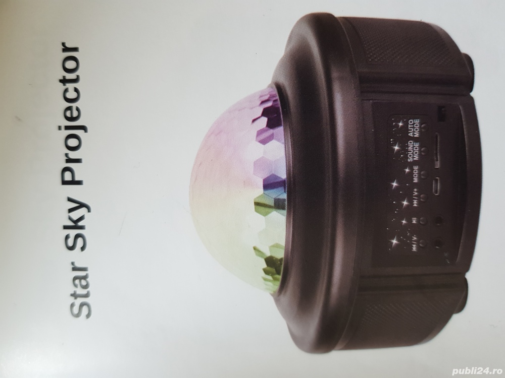 Lampa de veghe tip Proiector - bluetooth, 4 culori, USB, telecomanda