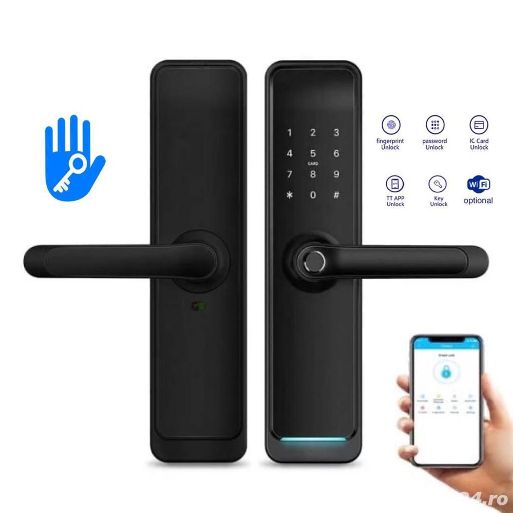 Yala smart max lux Negru deschidere din aplicatie telefon prin bluetooth amprenta, cod, card, cheie