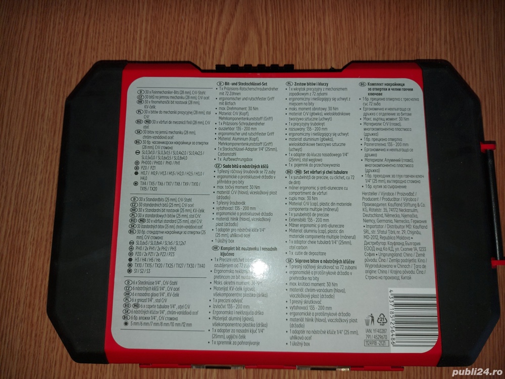 Trusa cu chei tubulare si set cu varfuri / biti, surubelnita cu clichet