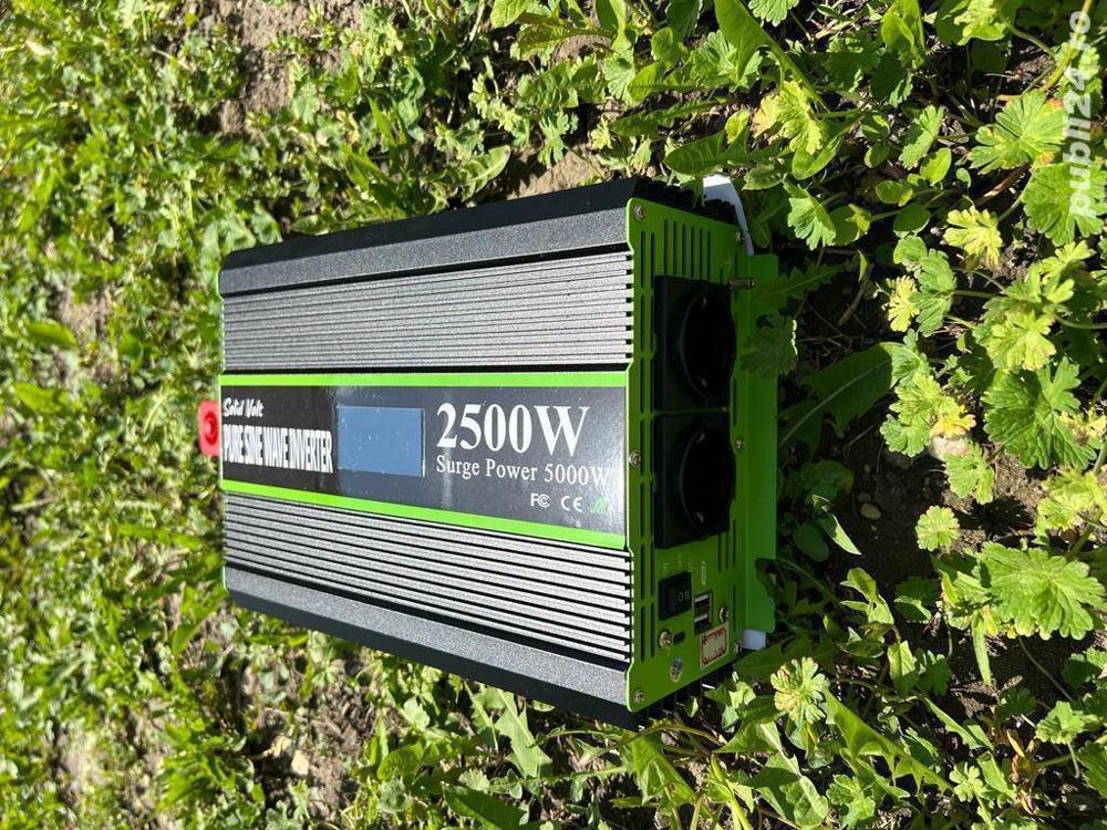 Invertor sinus pur, 2500W putere continuă,12/24V - ieșire 220V,sisteme fotovoltaice, rulotă