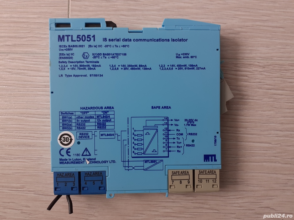MTL5051 Serial-data comms isolator   serial date izolator de comunicati cnc strung motor ax inventii