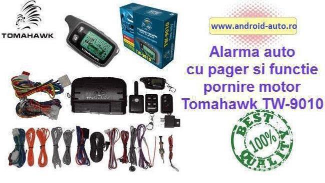 Alarma Auto Cu Pager TOMAHAWK TW 9010 Sistem De Securitate Cu Pornire De Motor! MONTAJ AUTORIZAT