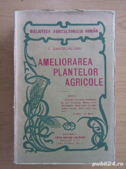 C. Sandu-Aldea - Ameliorarea plantelor agricole - 1919