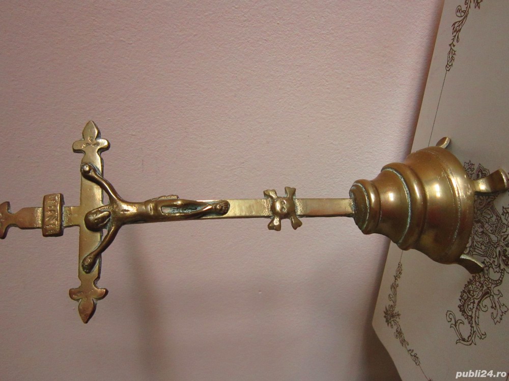 cruce bronz Pre-war Brass Crucifix colectie vintage anii'30 Franta