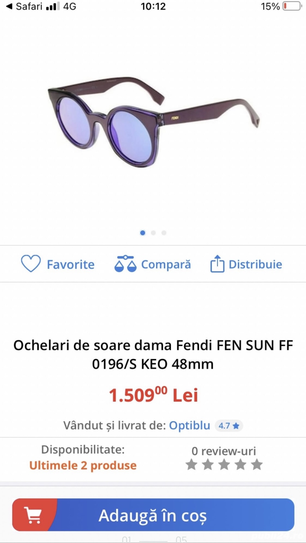 Vând ochelari de soare FENDI feminin 