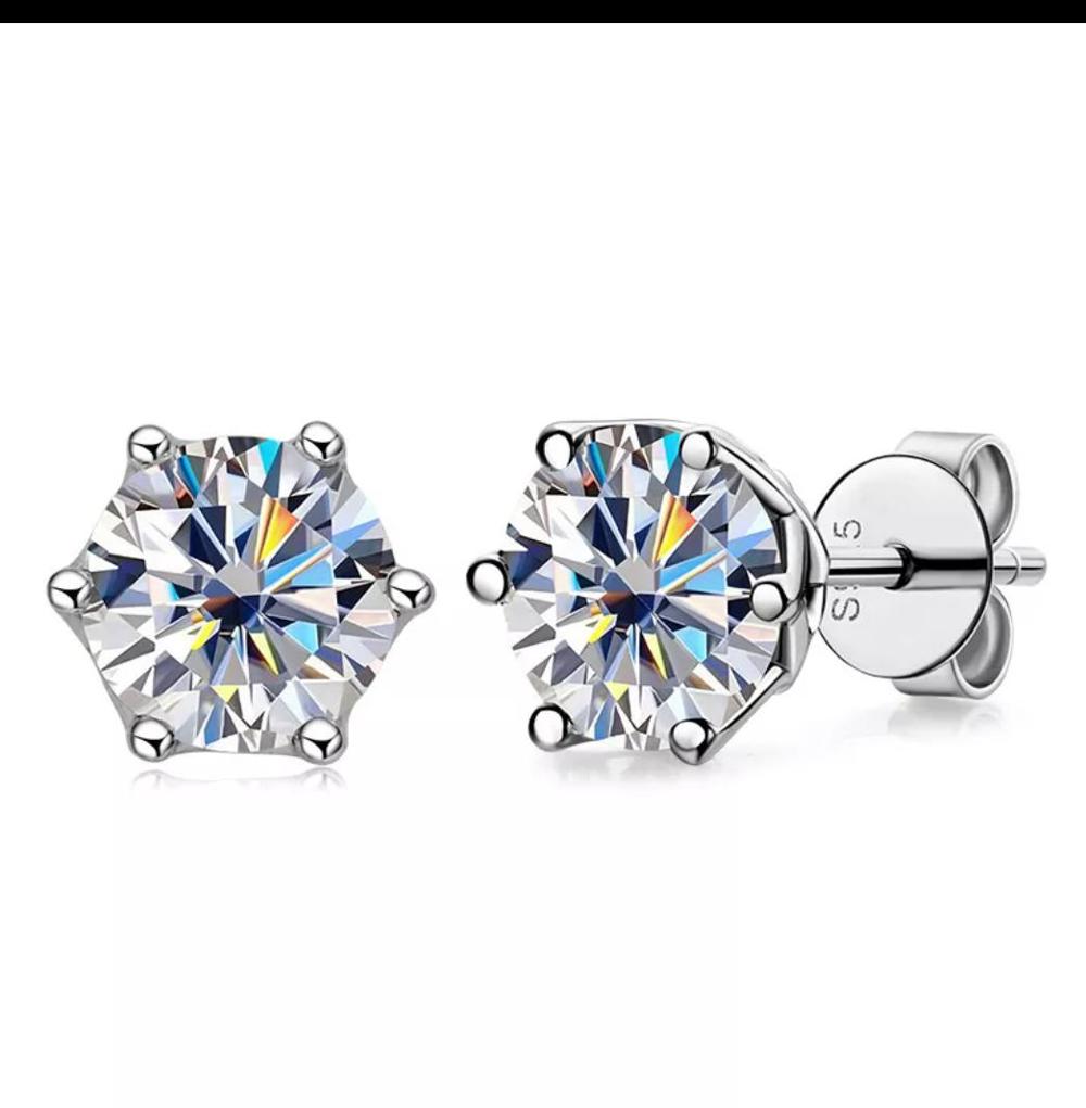 Cercei argint moissanite diamant 1 carat 