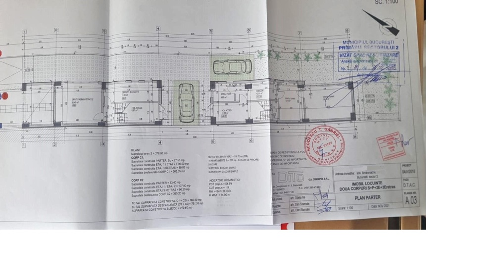 Sos. Andronache (stradal), 380 mp. teren cu Autorizatie de Construire pentru S+P+2E+3Er 