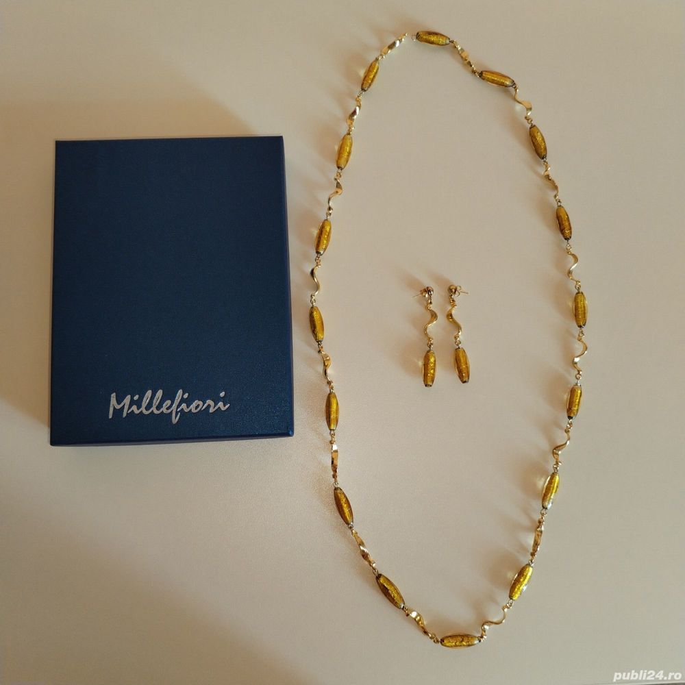 Set cercei + colier Millefiori nou