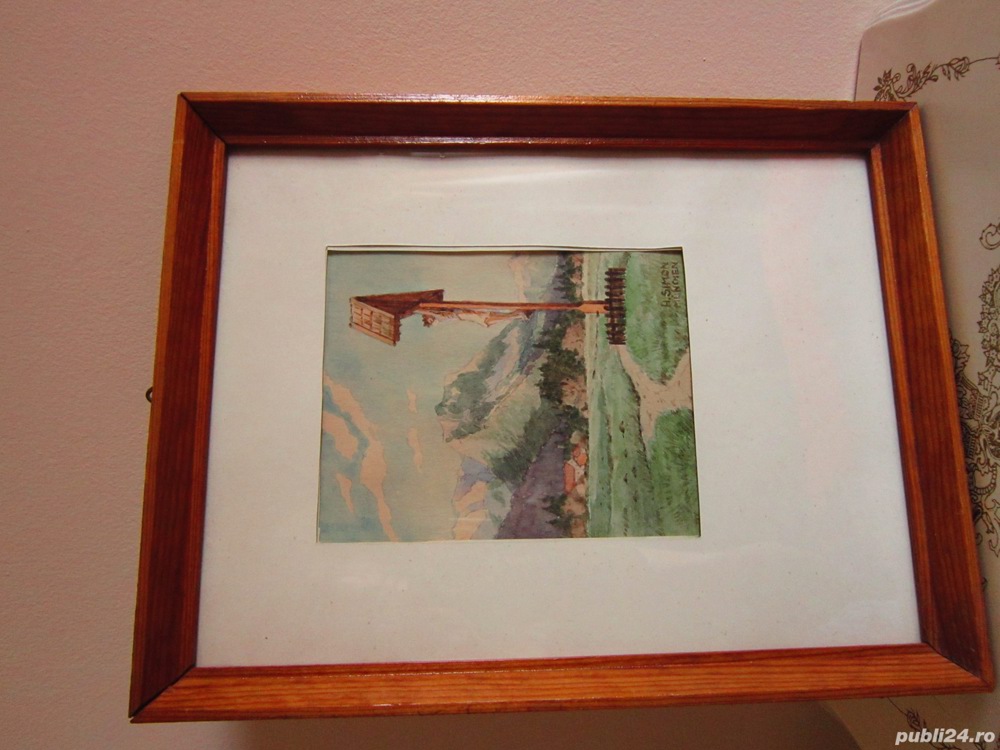 cadou unic tablou Troita pictura acuarela semnat H.Simon Munchen