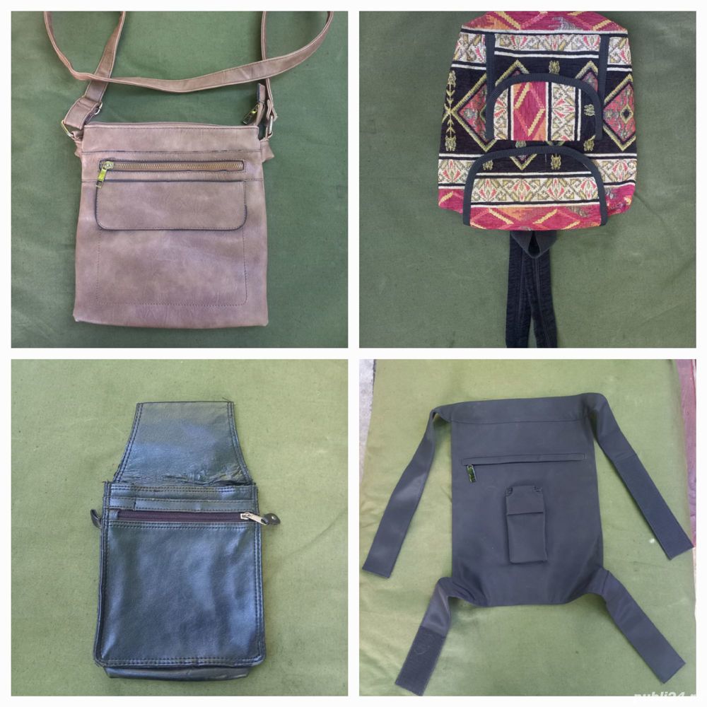 Geanta, rucsac borseta artizant piele textil 