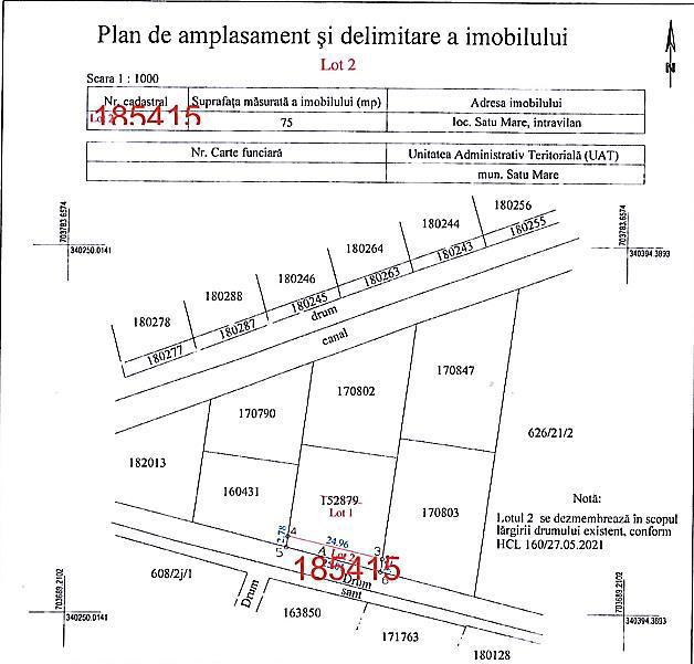 Teren intravilan 625 mp. construibil cu PUZ strada Basmelor, nr. 87 B, Satu Mare