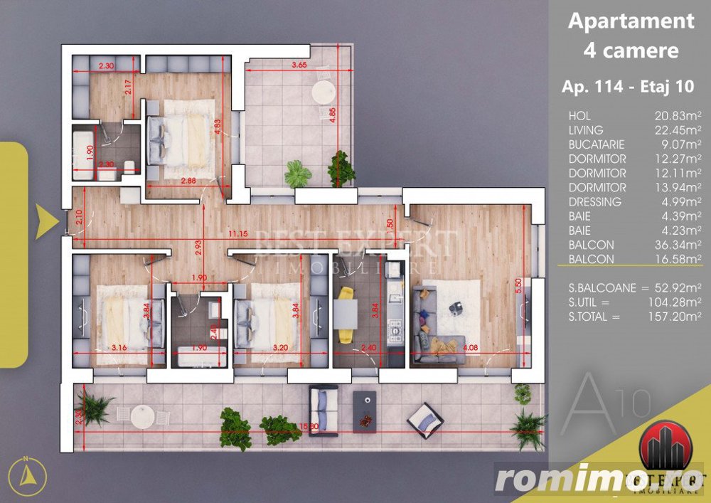 Apartament 4 camere Finalizat Parcare Bonus-Mutare Rapida